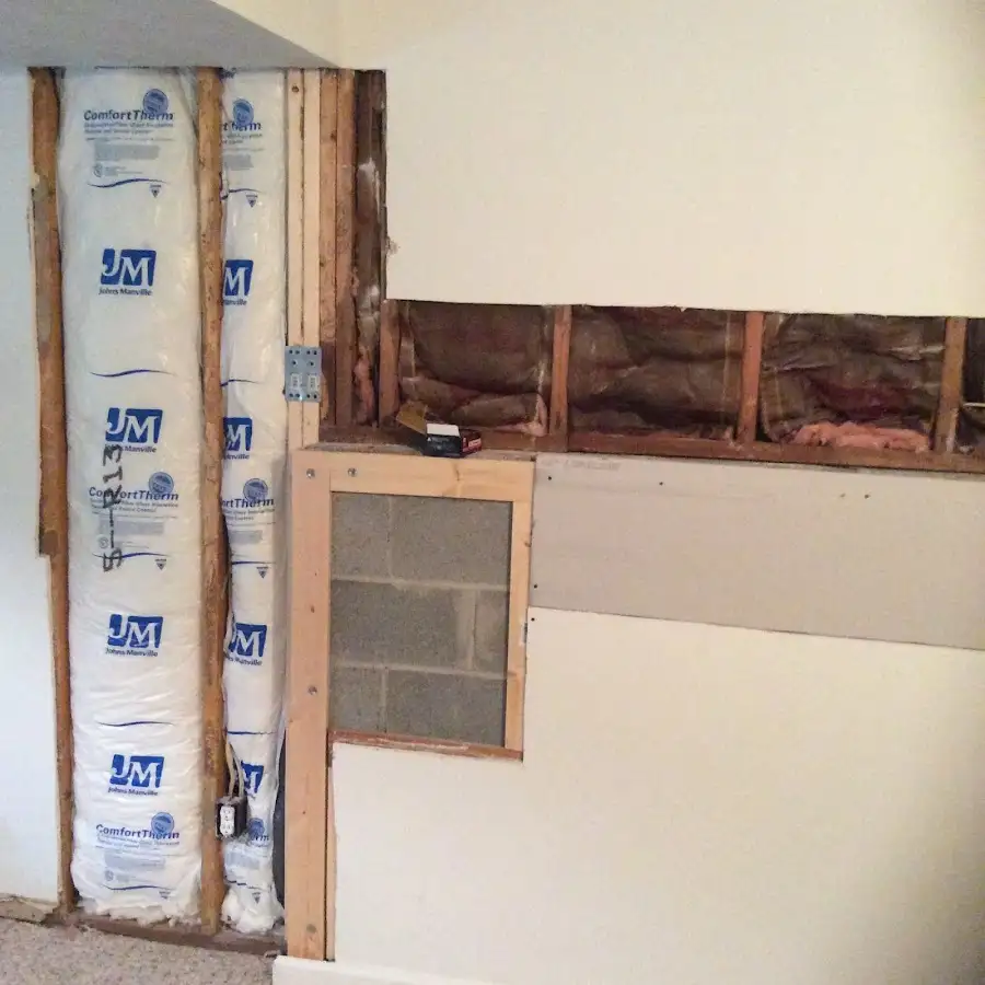 Wall insulation replacement during Basement Flood Cleanup in Bridgeport